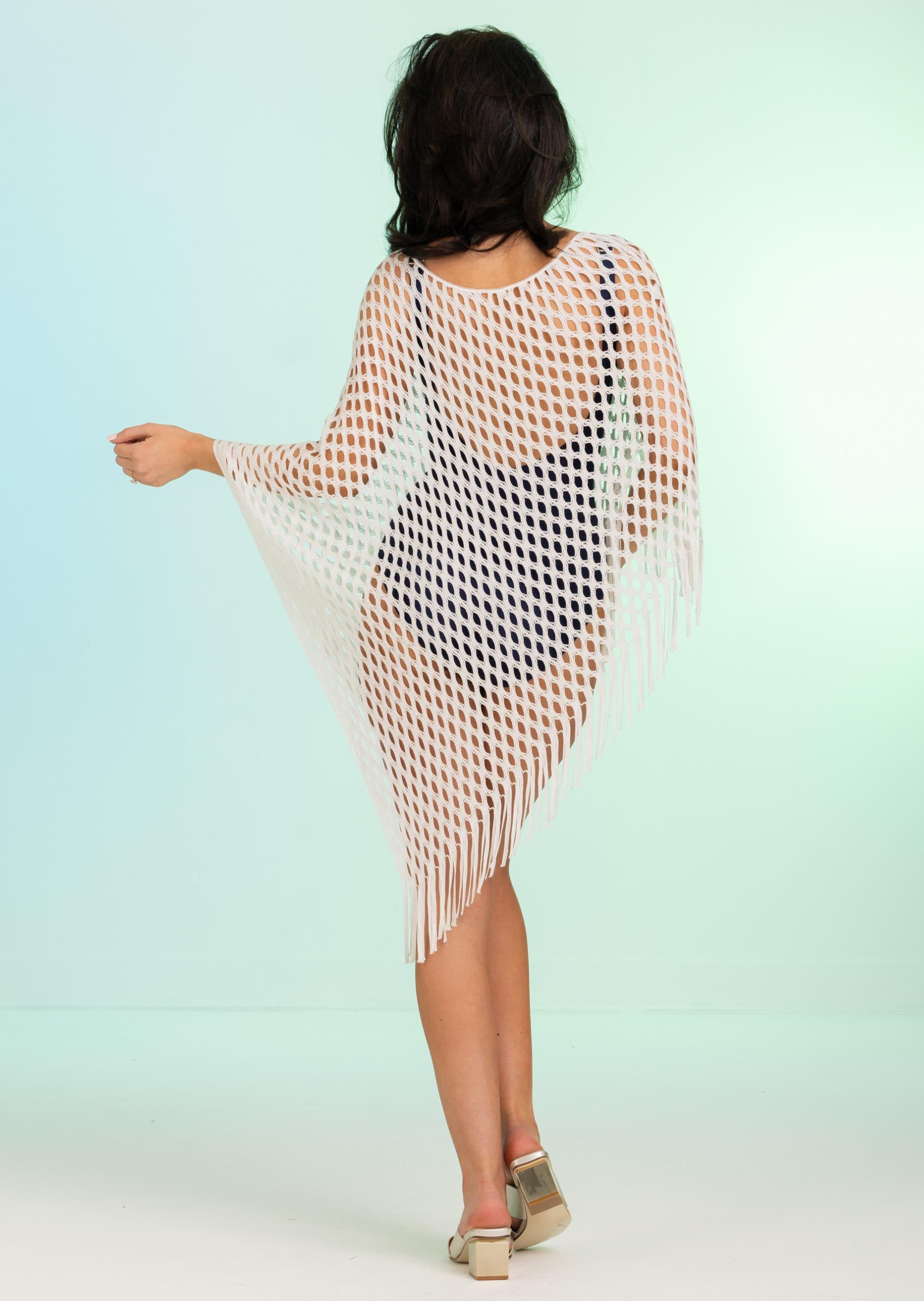 Open Mesh Cream Poncho (Style 619)