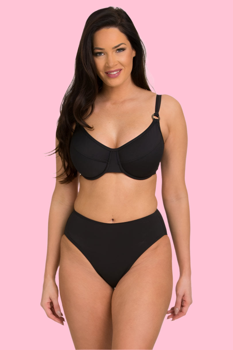 Black Underwire Cup Sized Bra Bikini Top (Style 102)