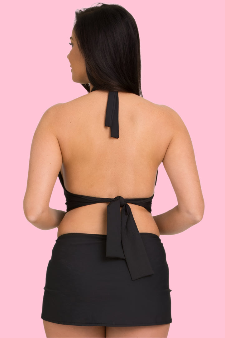 Black Halter with Wide Adjustable Band (Style 169)