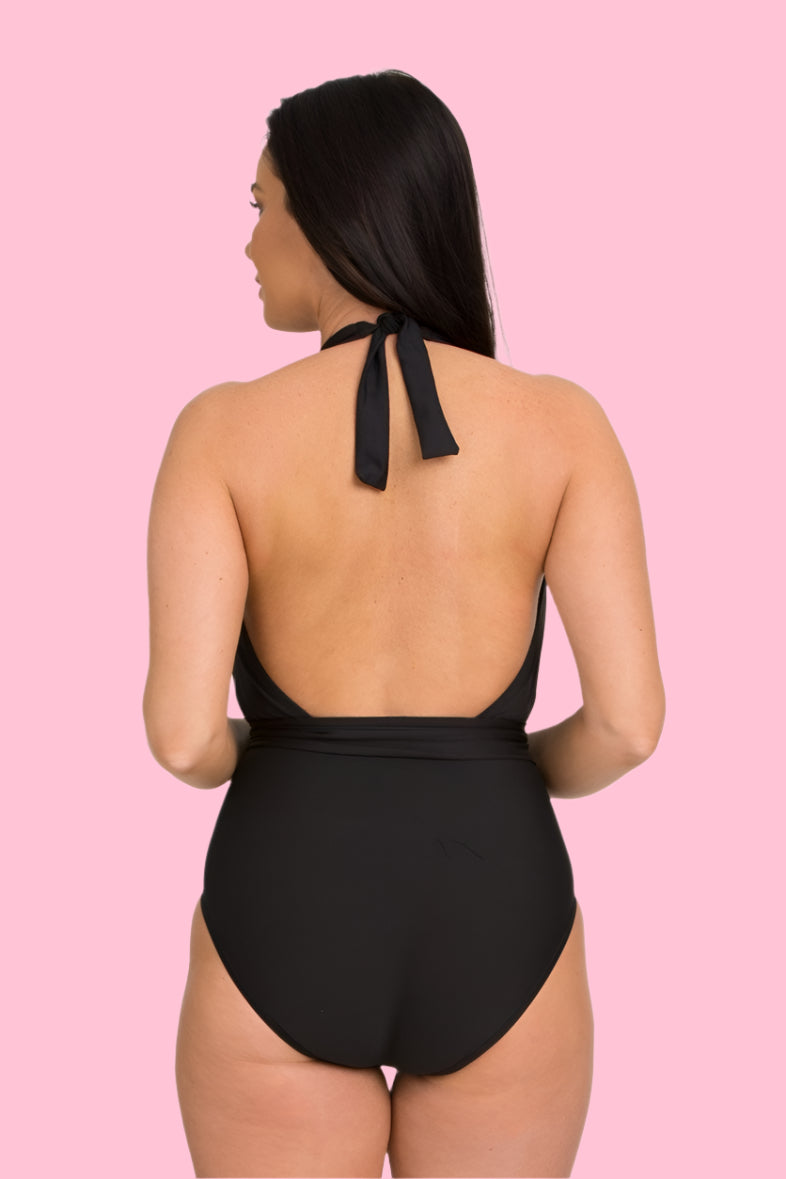 Black One Piece Plunge with Removable Belt (329)