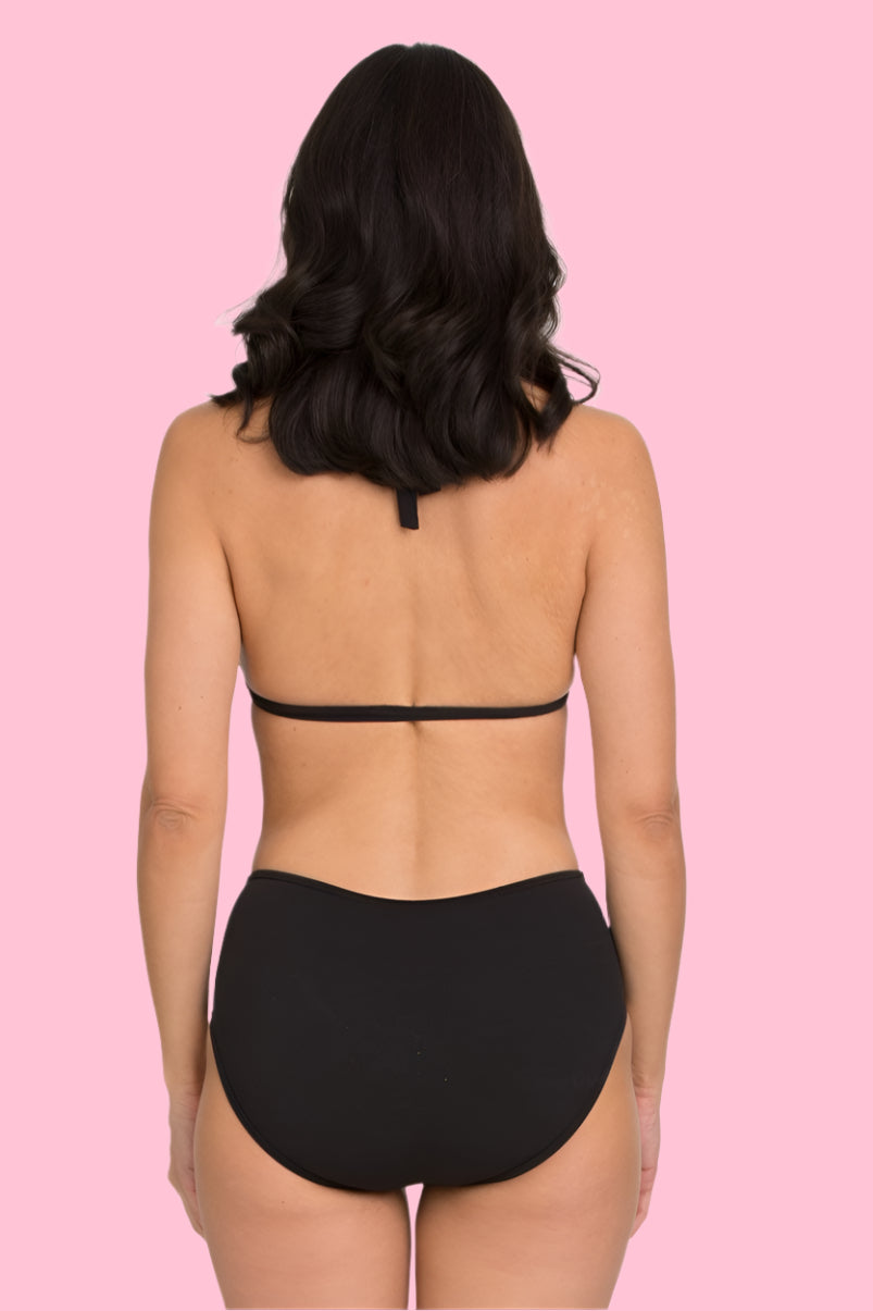 Black Pleated Mid-Rise Bottom (209)