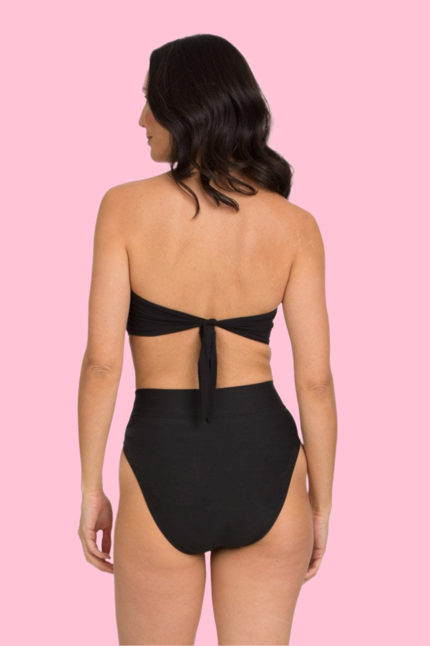 Black Twist Front Bandeau with Back Ties (Style 136)