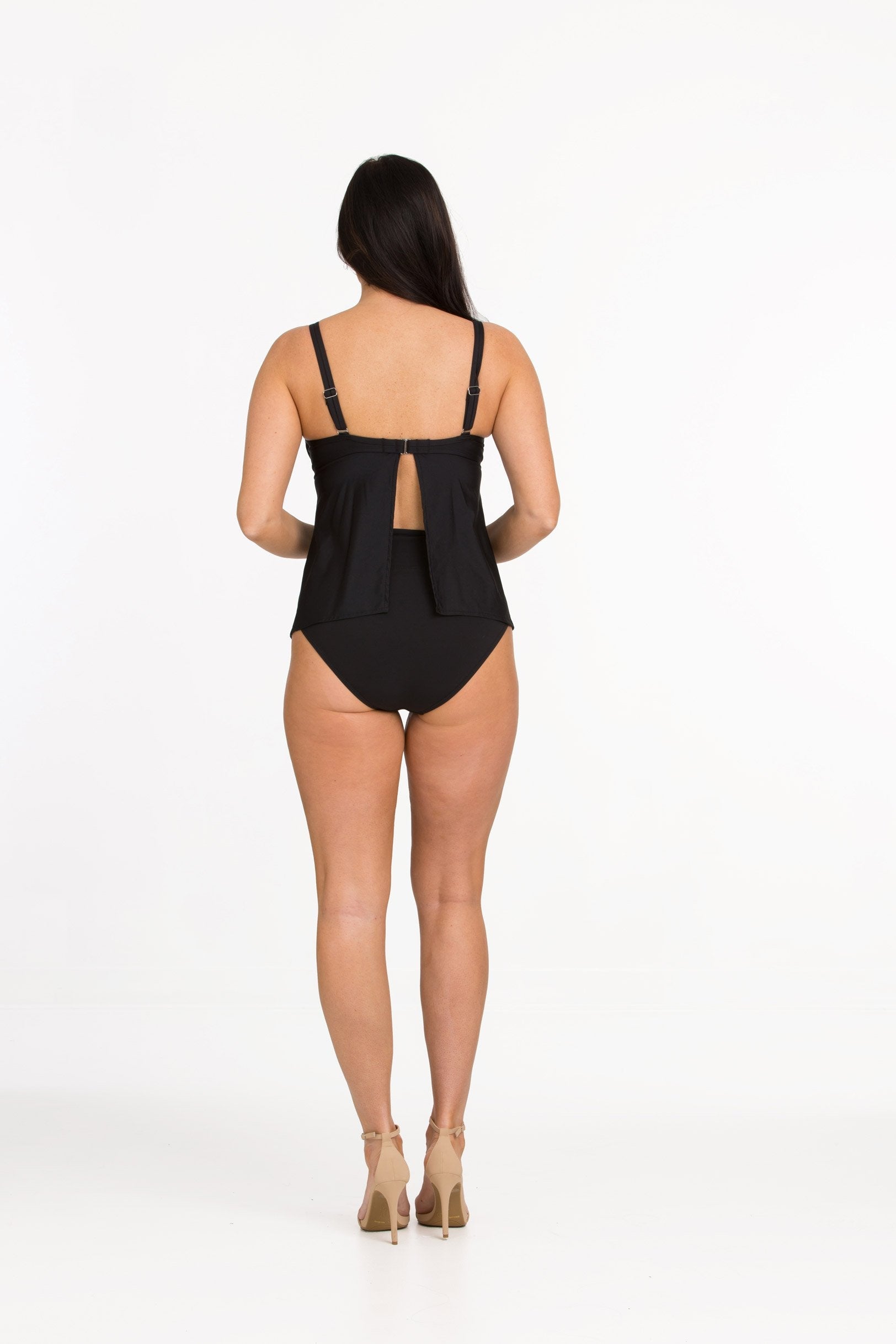 Black Underwire Tankini with Apron Back (Style 152)