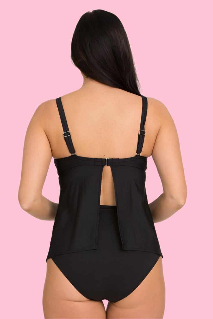 Black Underwire Tankini with Apron Back (Style 152)