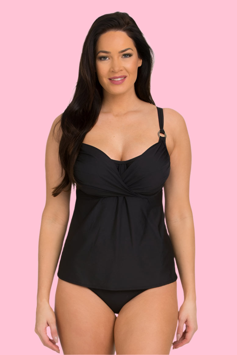 Black Underwire Tankini with Apron Back (Style 152)