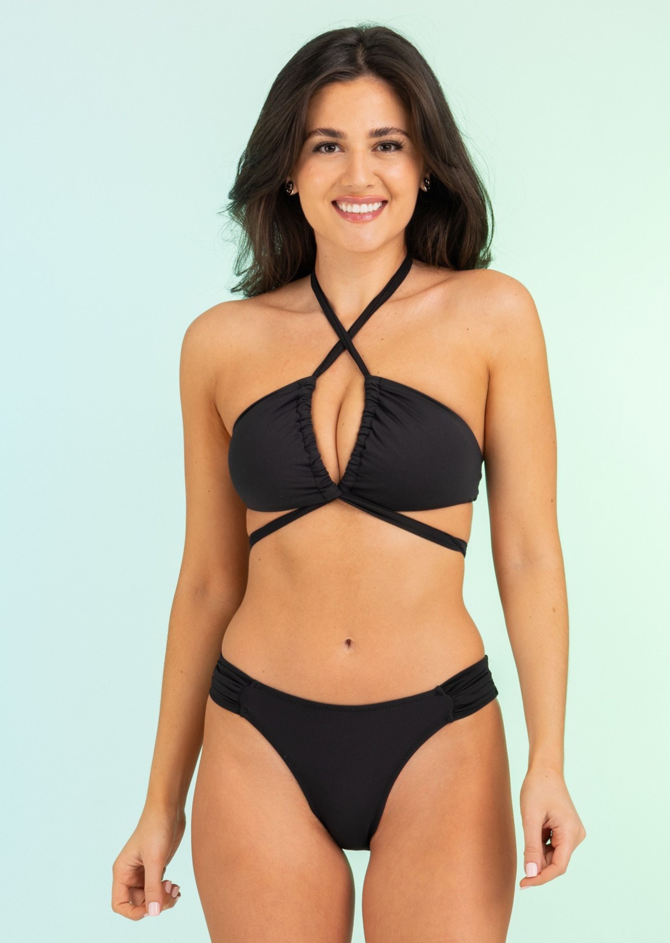 Black 7 Way Convertible Top with Back and Neck Ties (Style 134)