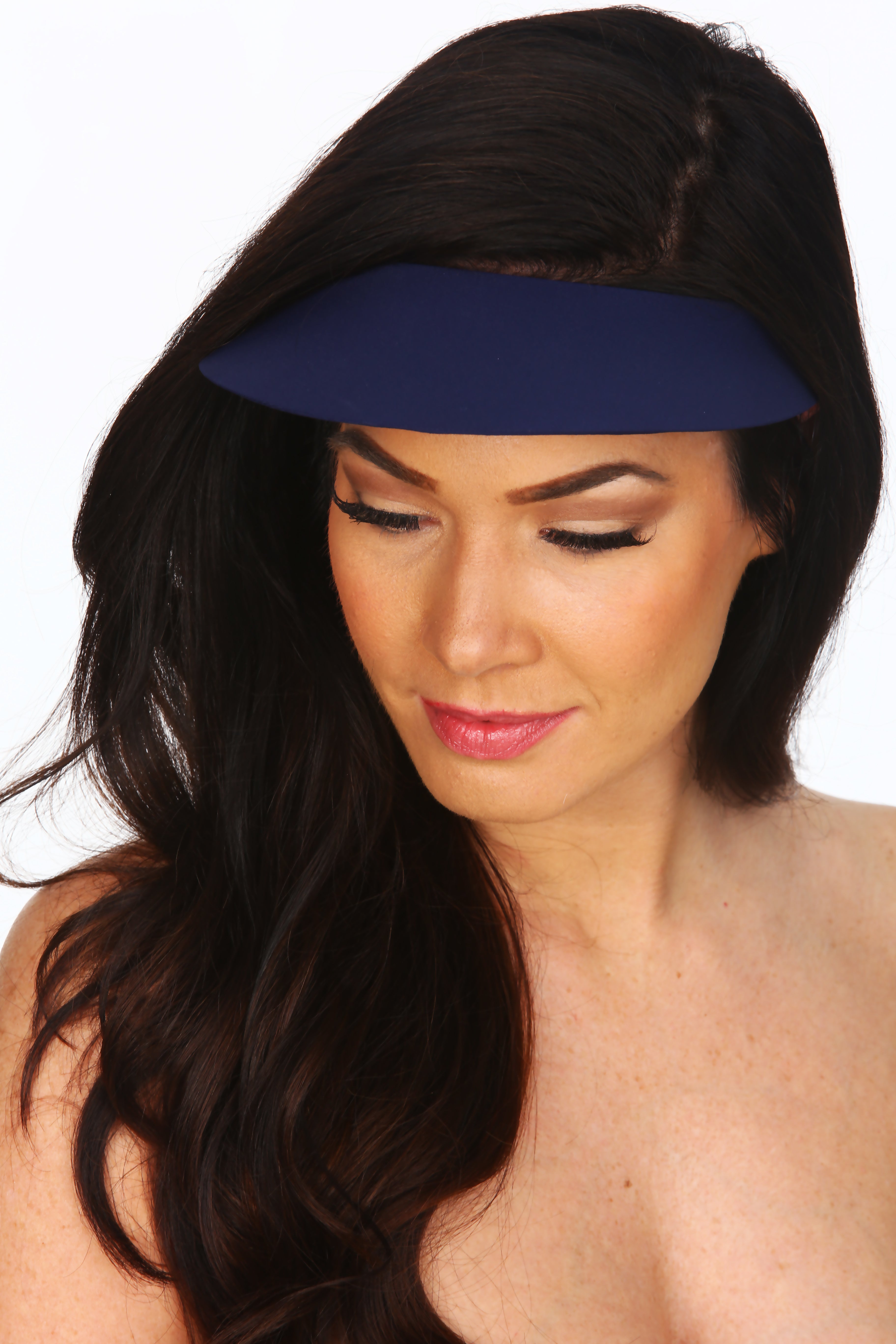 Navy Lycra Covered Visor (501)