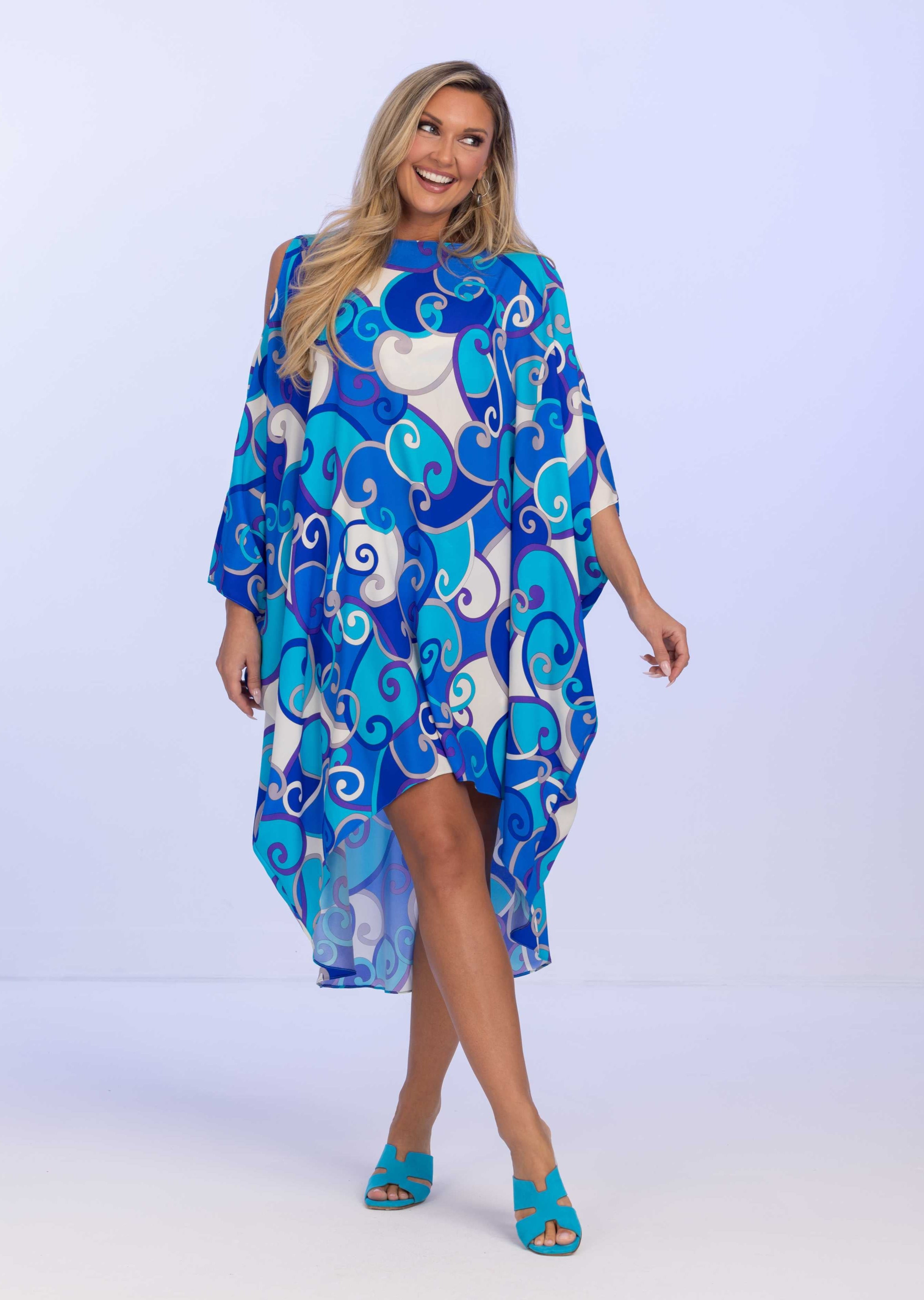 Ponza Cold Shoulder Stretch Silk Dress (PZ-669)