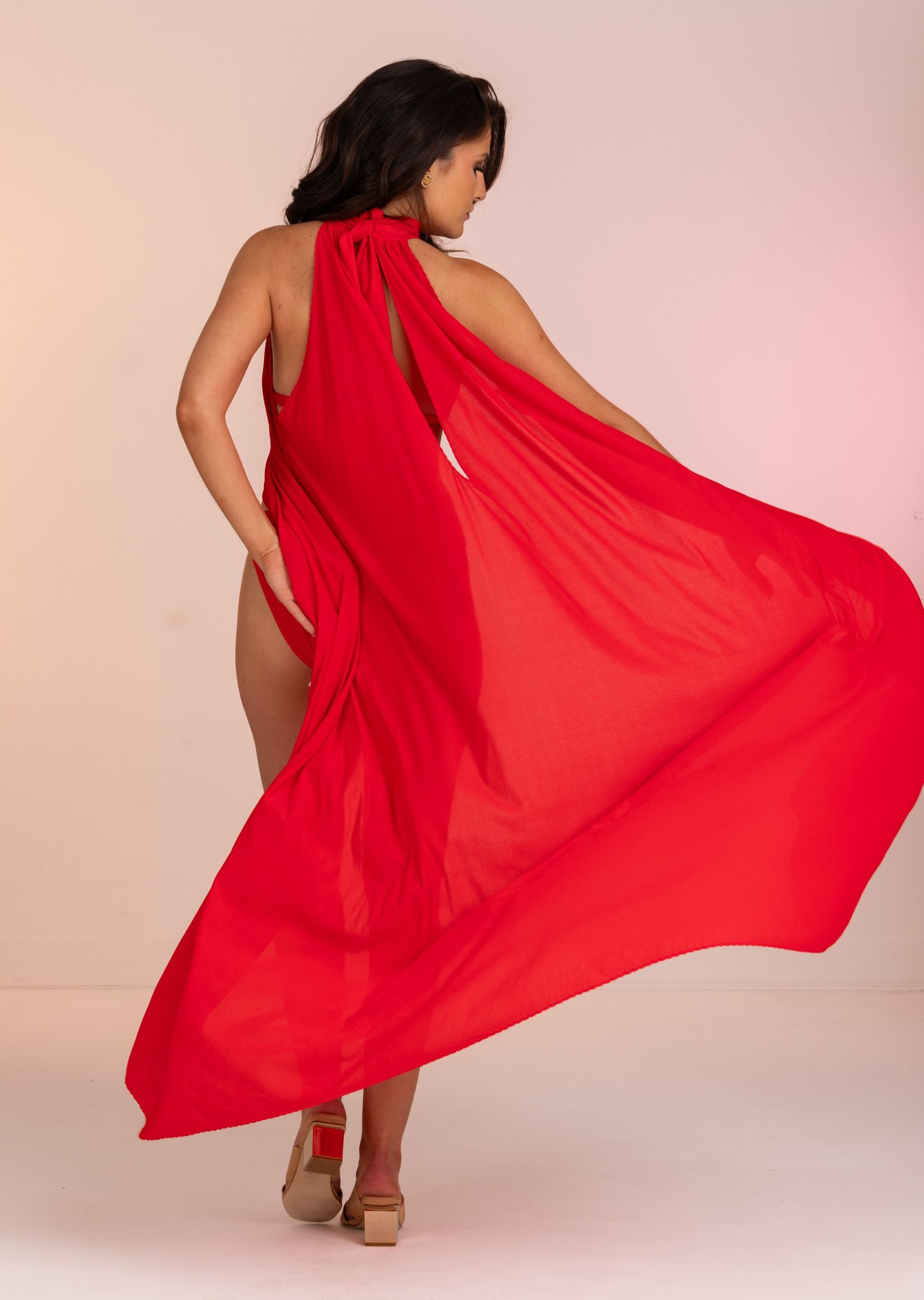 Red High Neck Cover Up (RE-432)