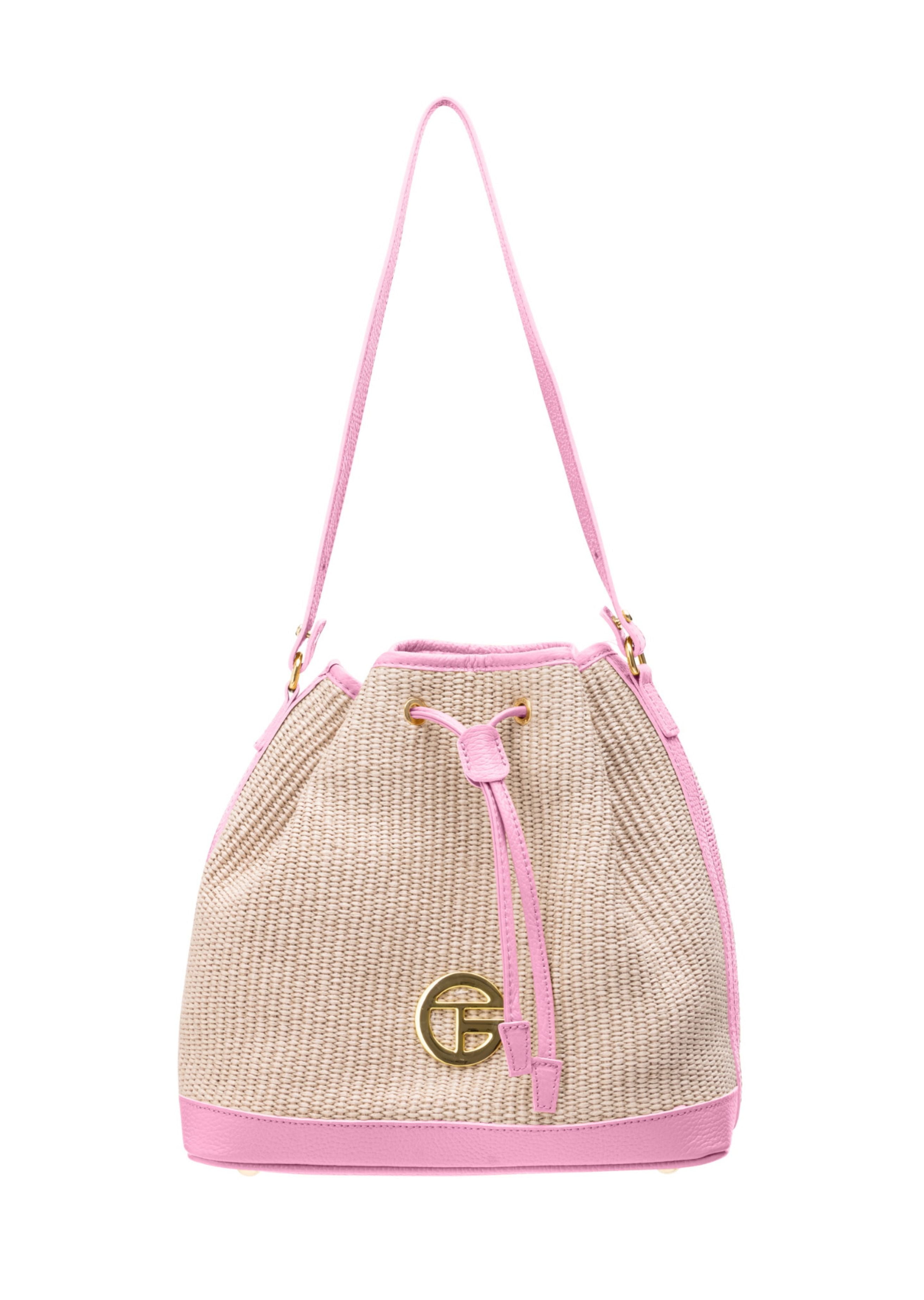 The Riviera Raffia Bucket Bag - Flamingo (8301)