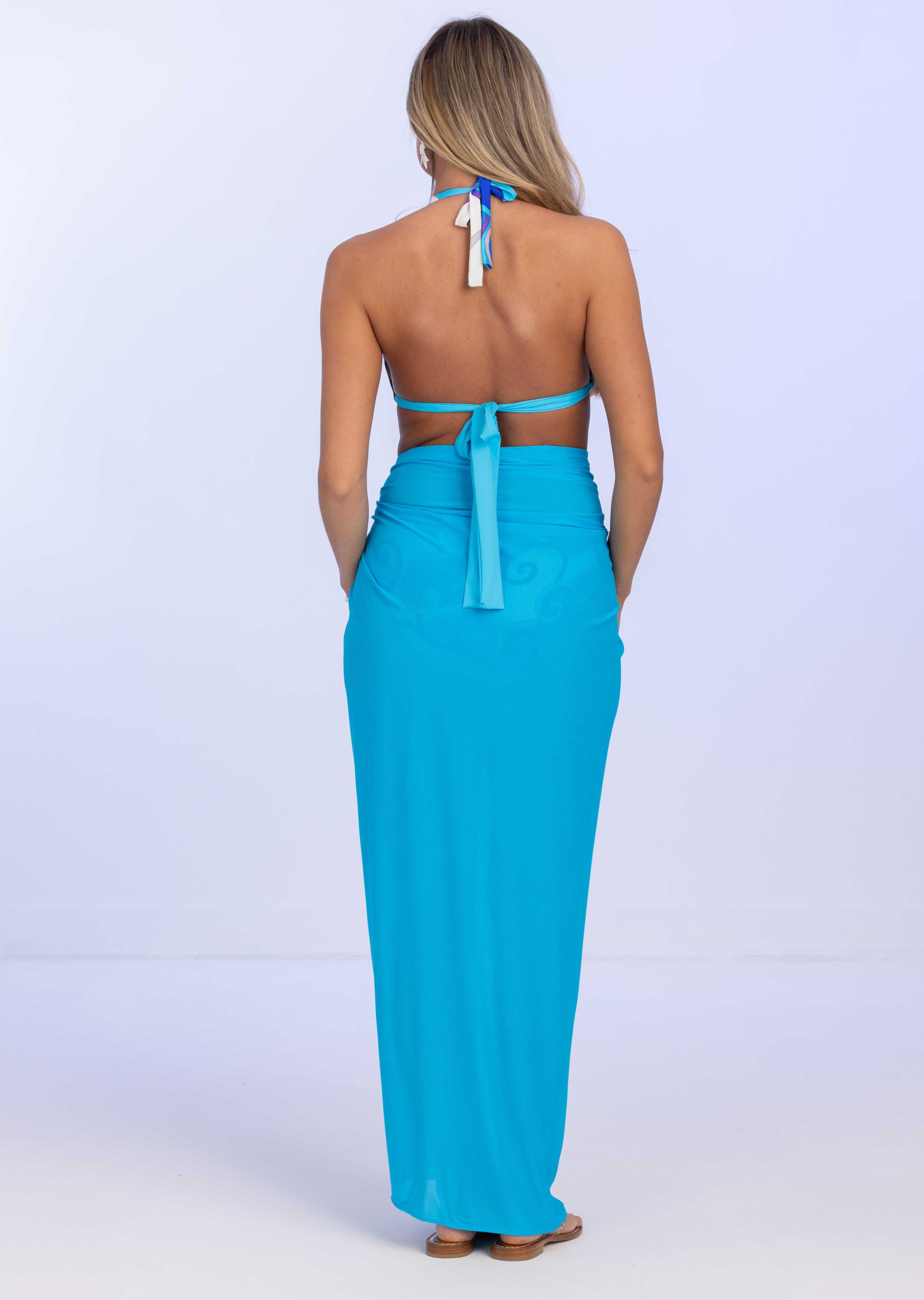 Turquoise Full Panel Pareo Cover Up (406)