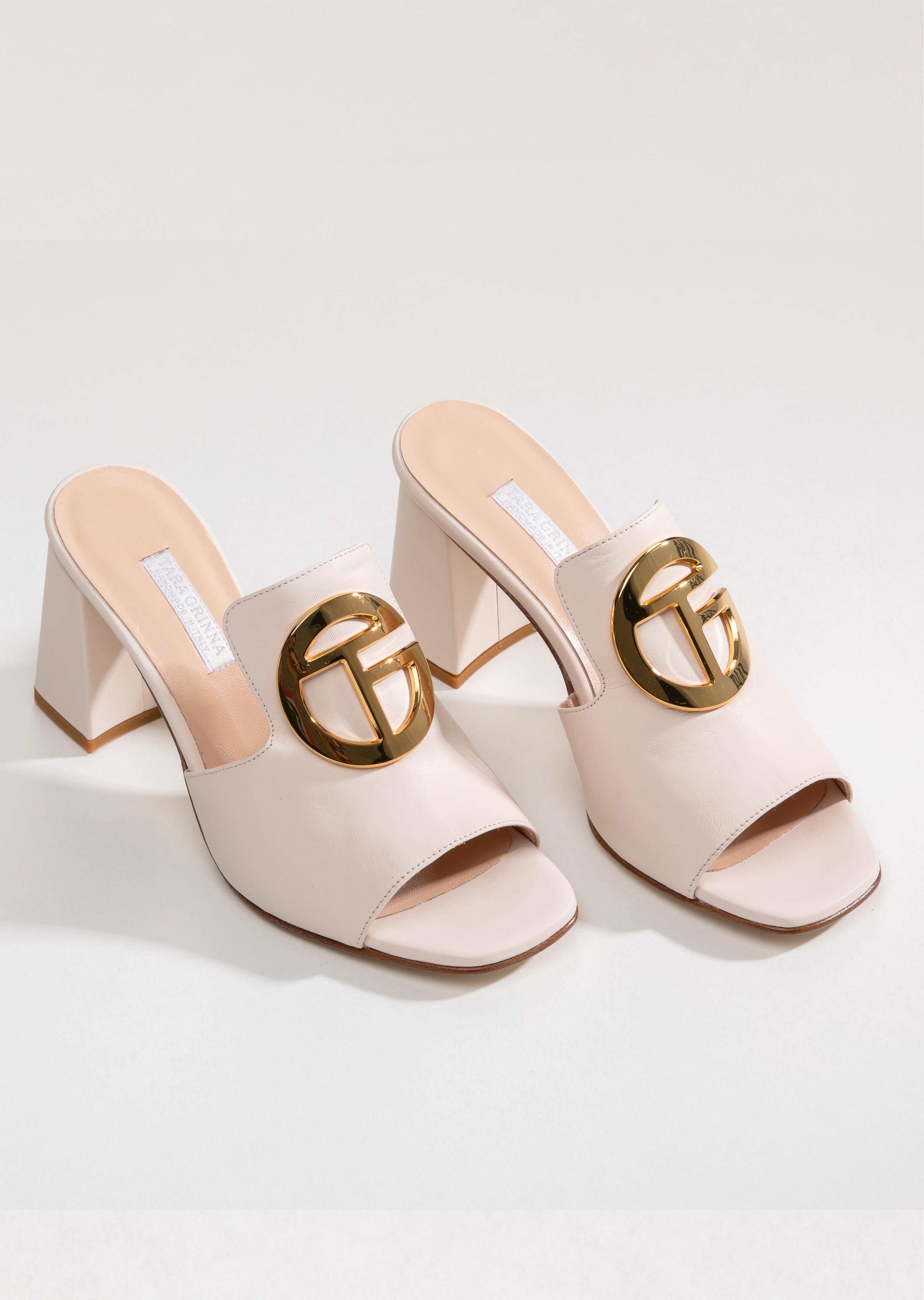 Cream Lila Slide (70mm Heel)