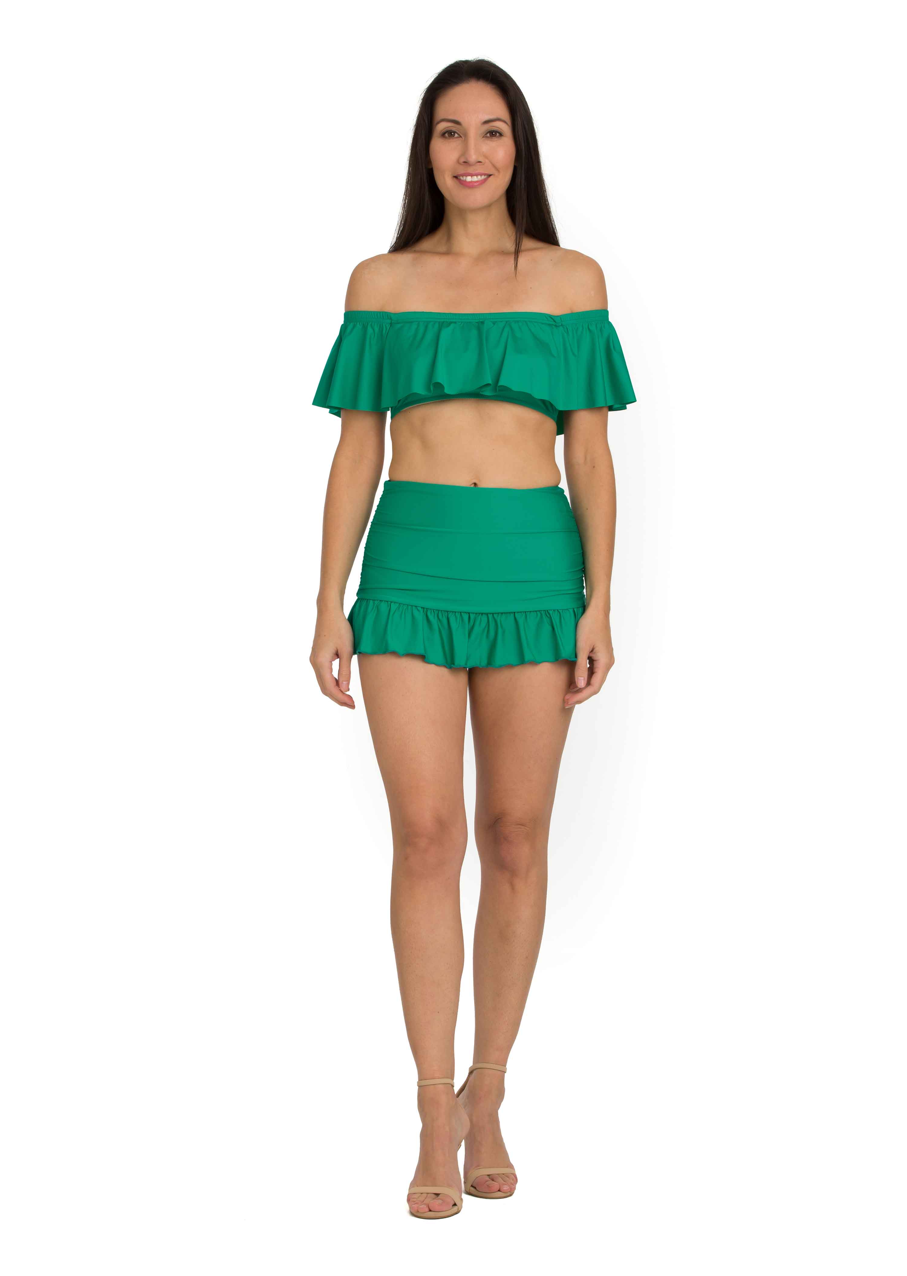 Emerald Off Shoulder Flounce (Style 155)
