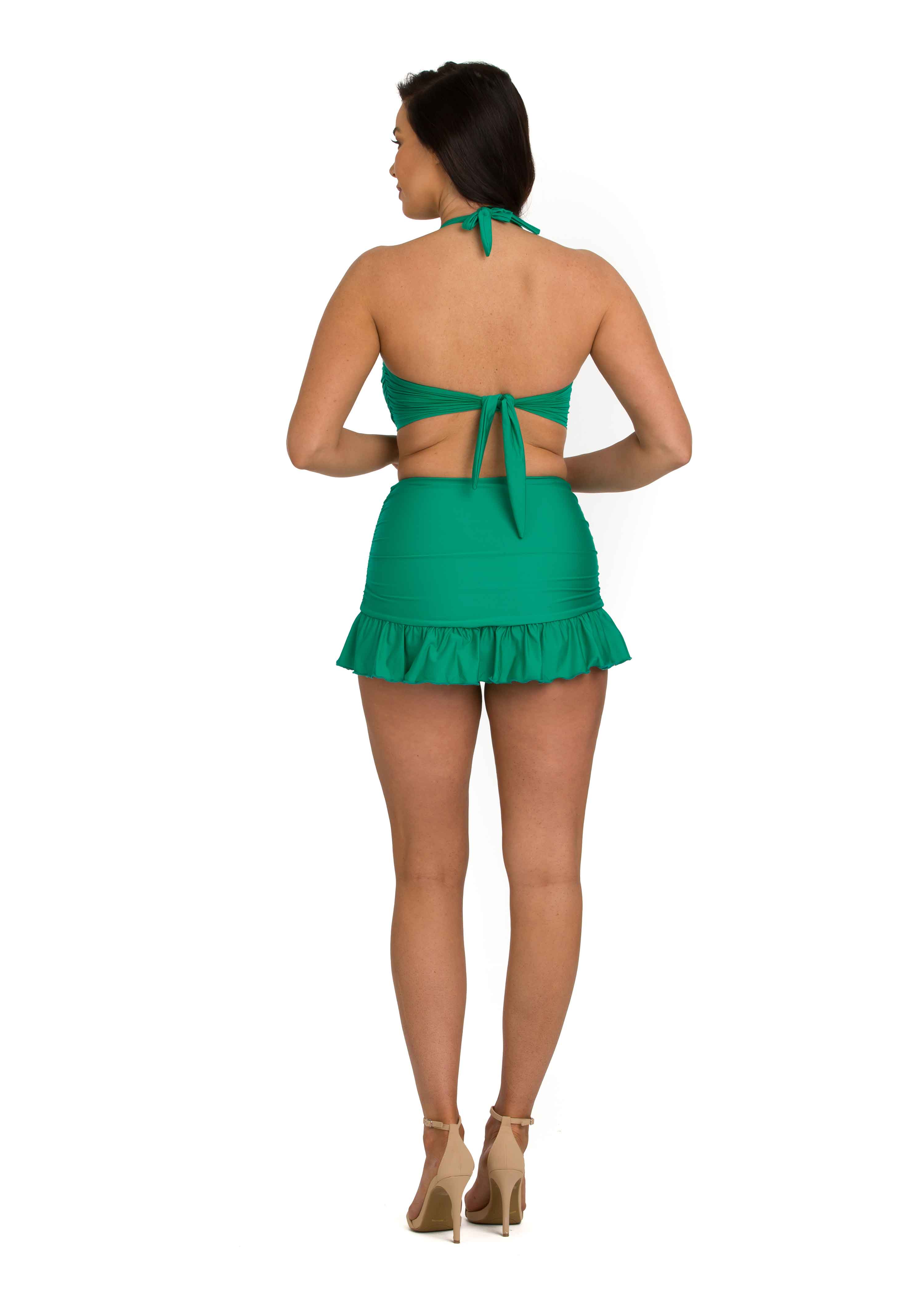 Emerald Retro High Waist Skirted Bottom (222)
