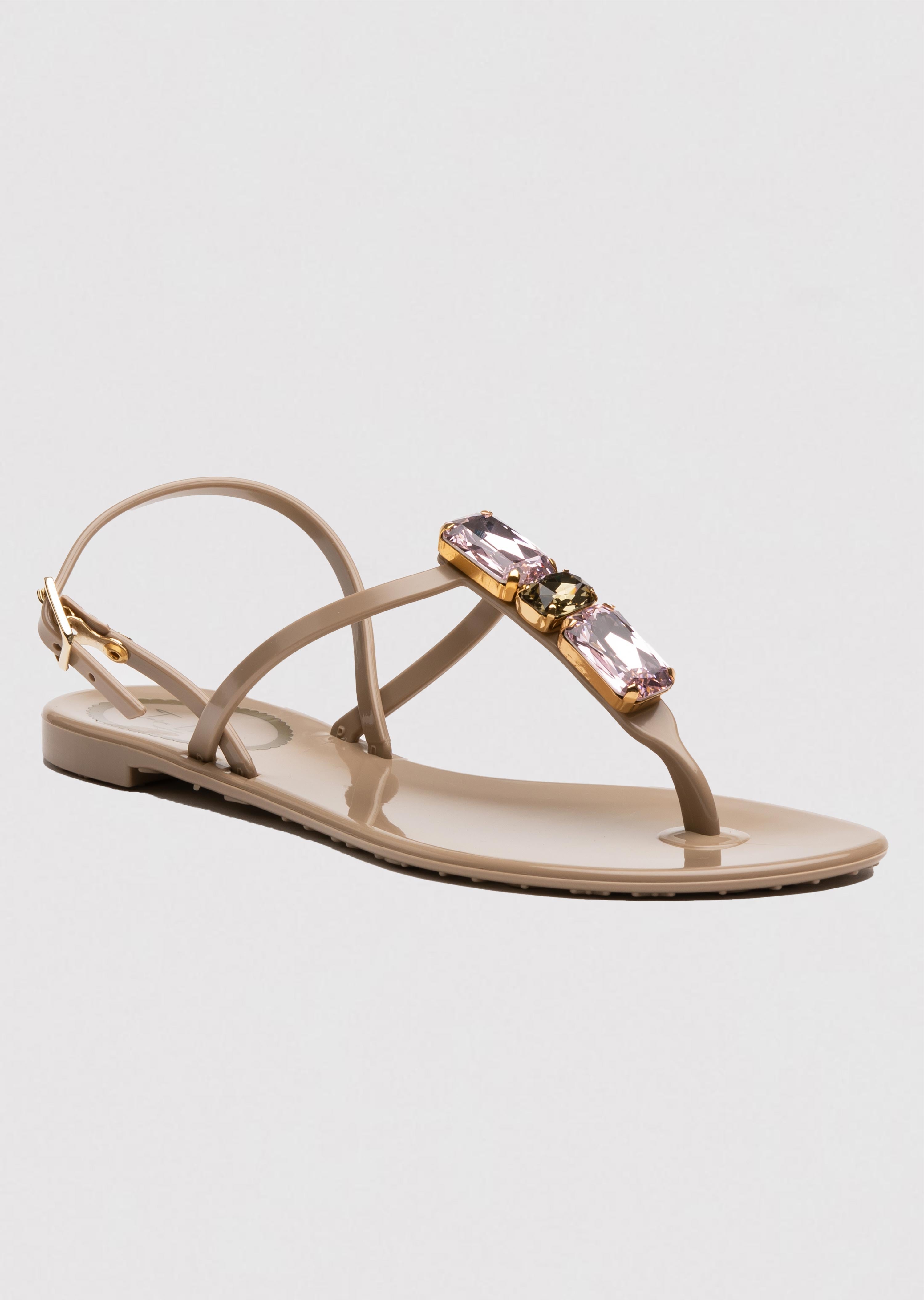 Nude Llaria Jelly Sandals with Back Strap and 3 Austrian Set Crystals (22003)