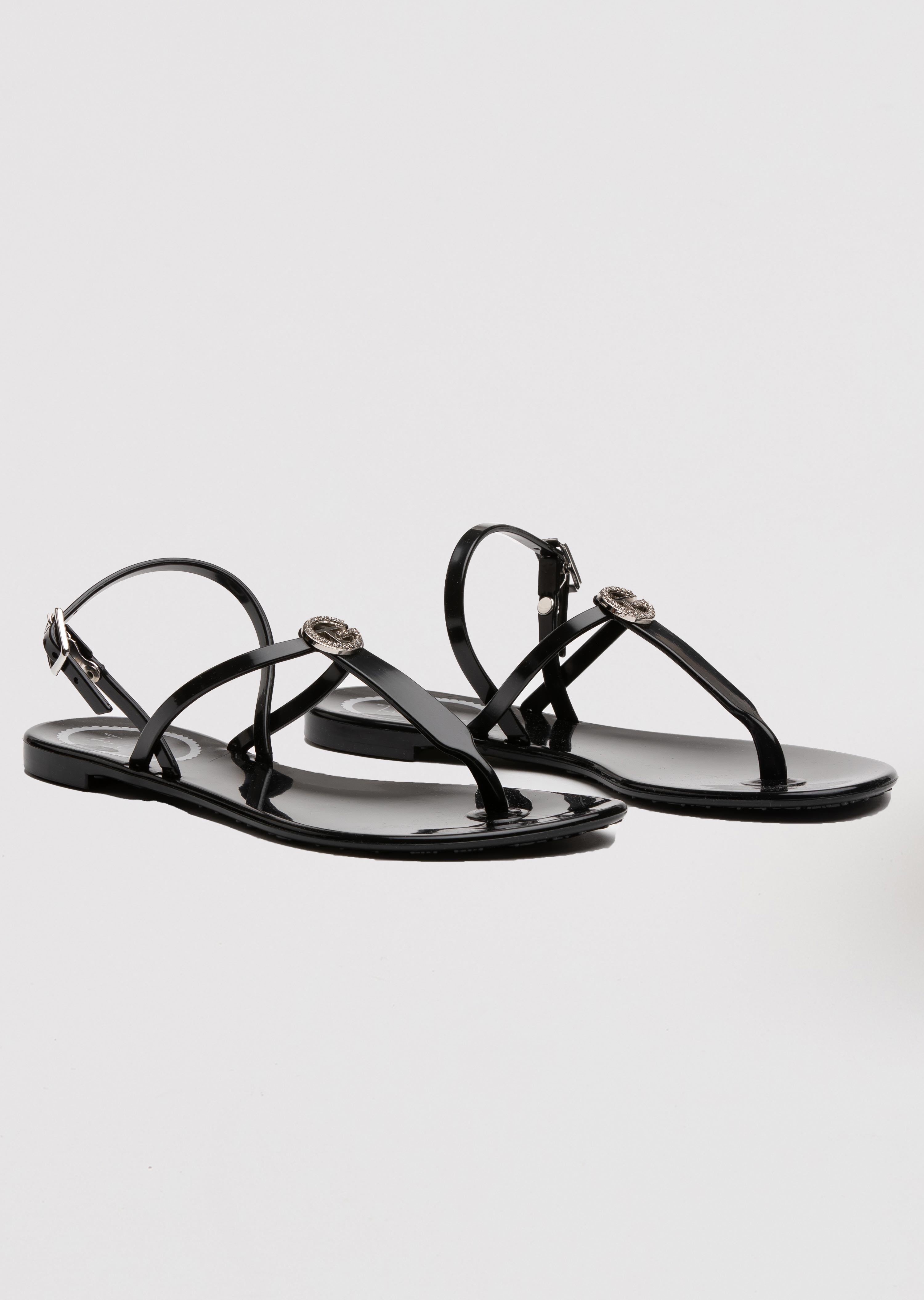 Lucia Jelly Sandals with Back Strap and Crystal Logo