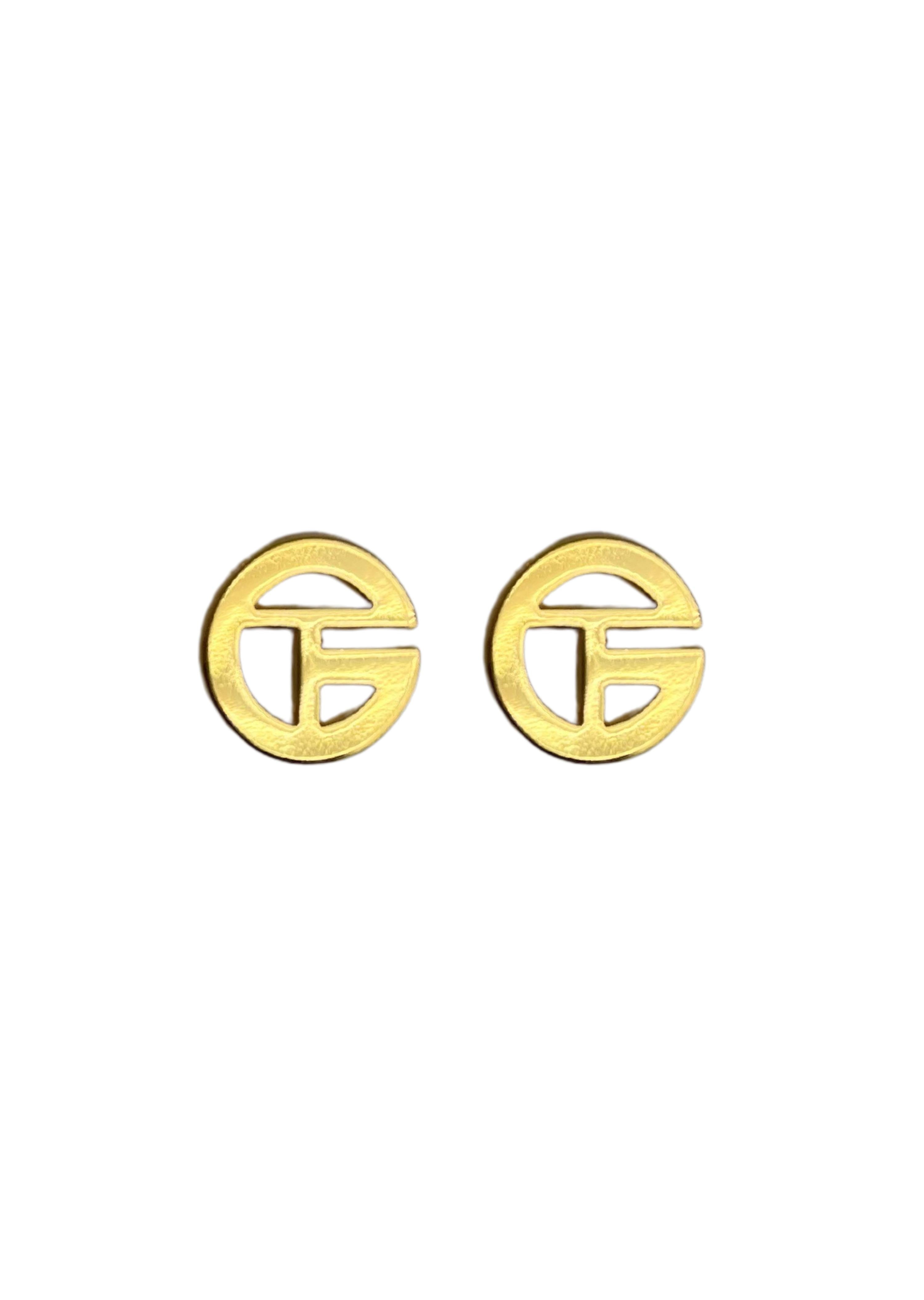 Gold Mini Tara Grinna Logo Stud Earrings (910255G)