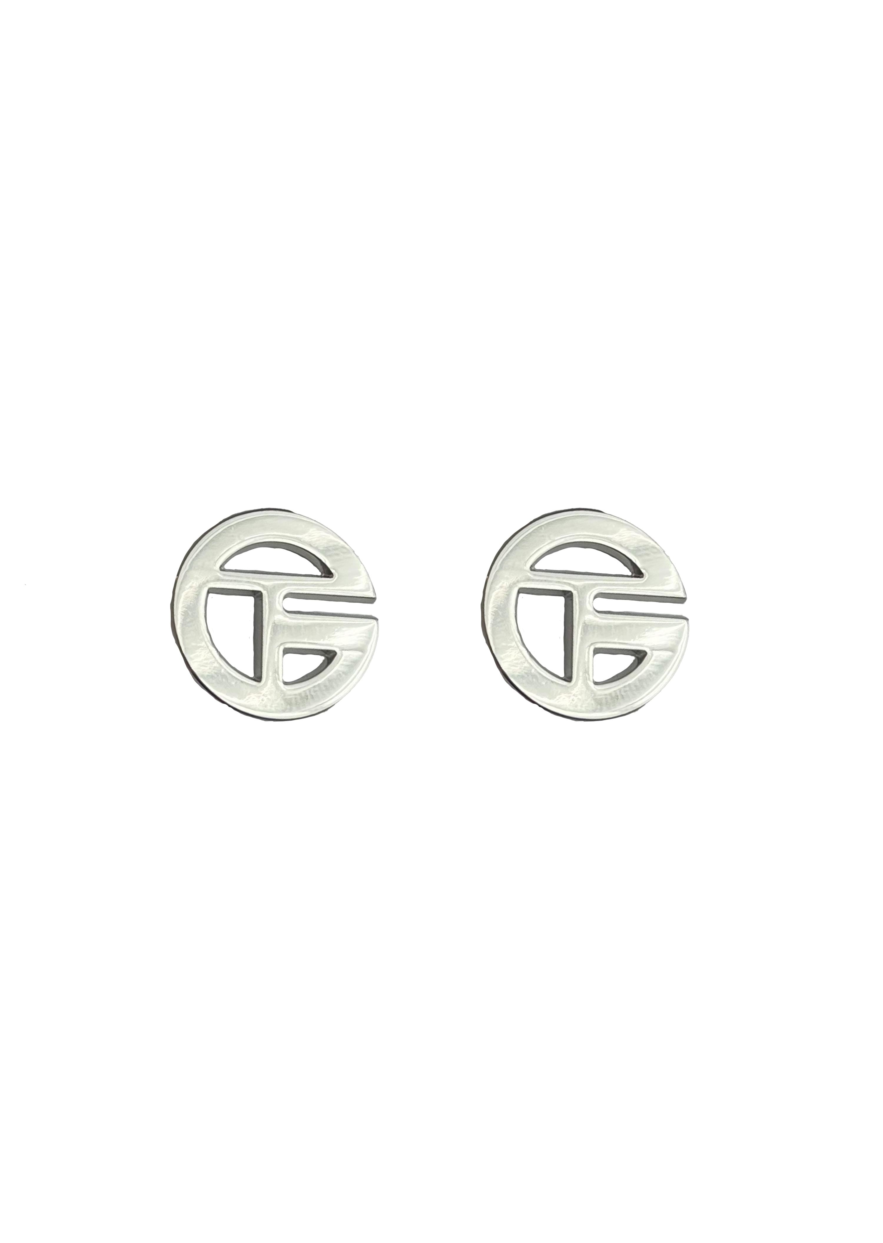 Silver Mini Tara Grinna Logo Stud Earrings (910255)