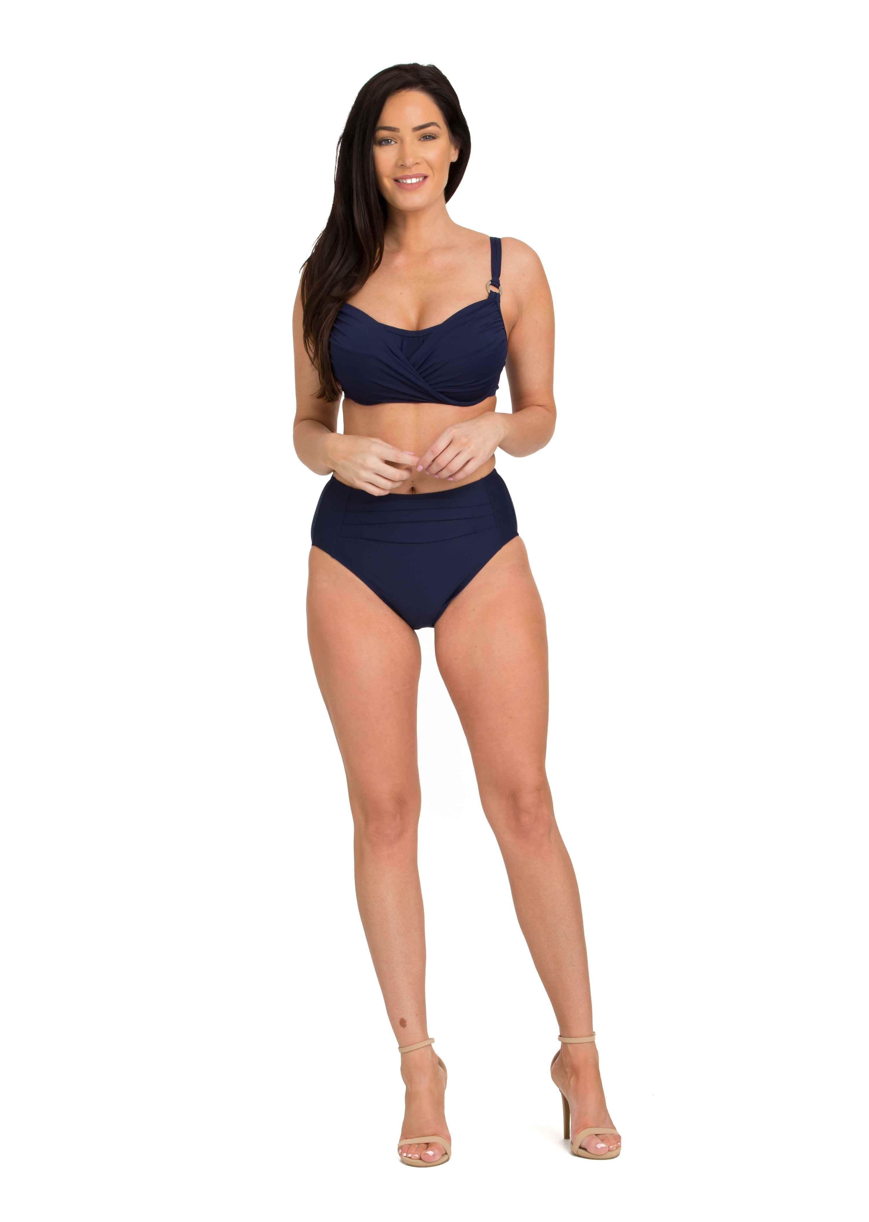 Navy Pleated Mid-Rise Bottom (209)