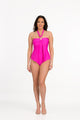 Candy Pink Solid Strapless One Piece with Overlay Flap (Style 344)