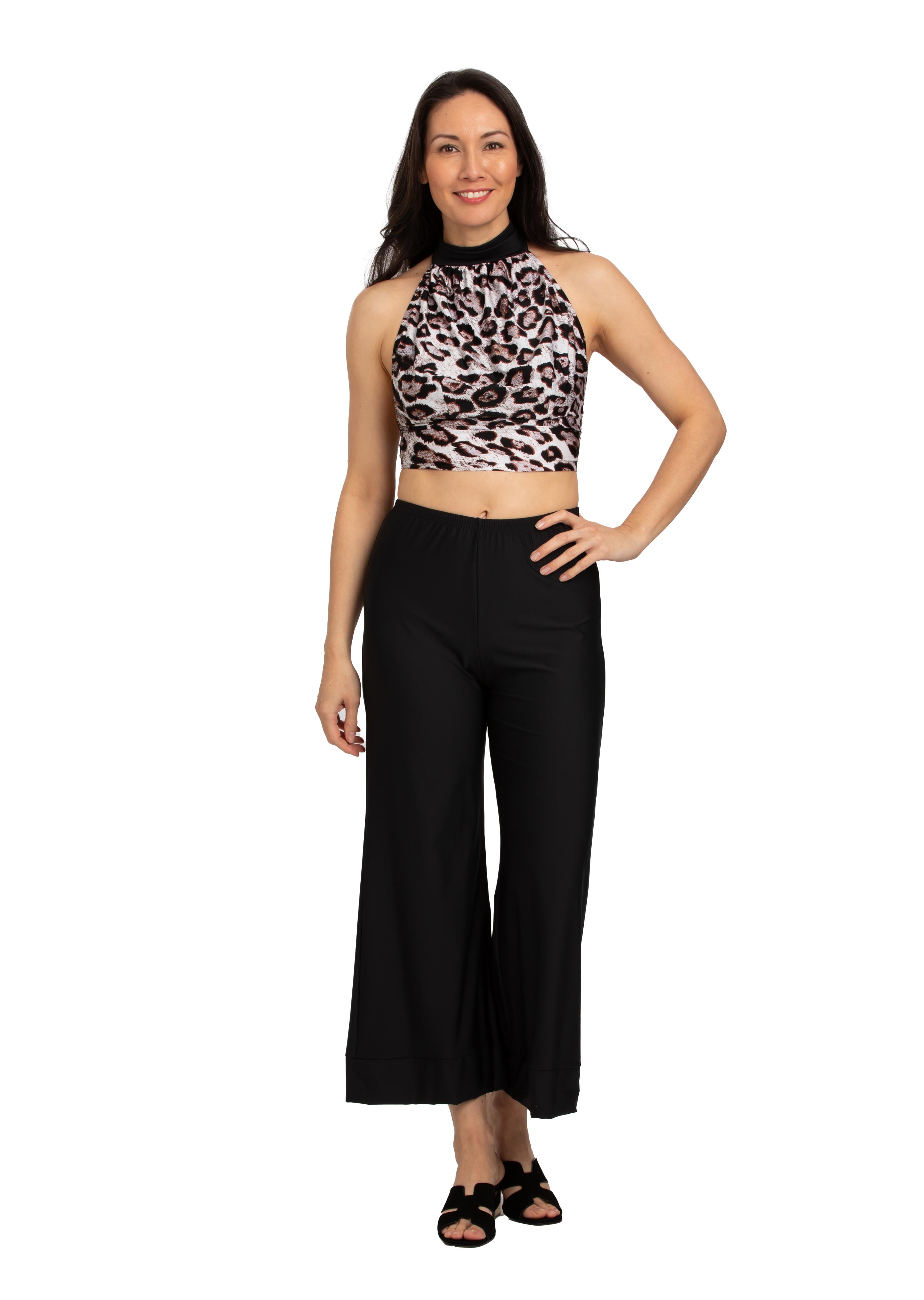 Solid Ankle Palazzo Pants with Cuff (Style 652)