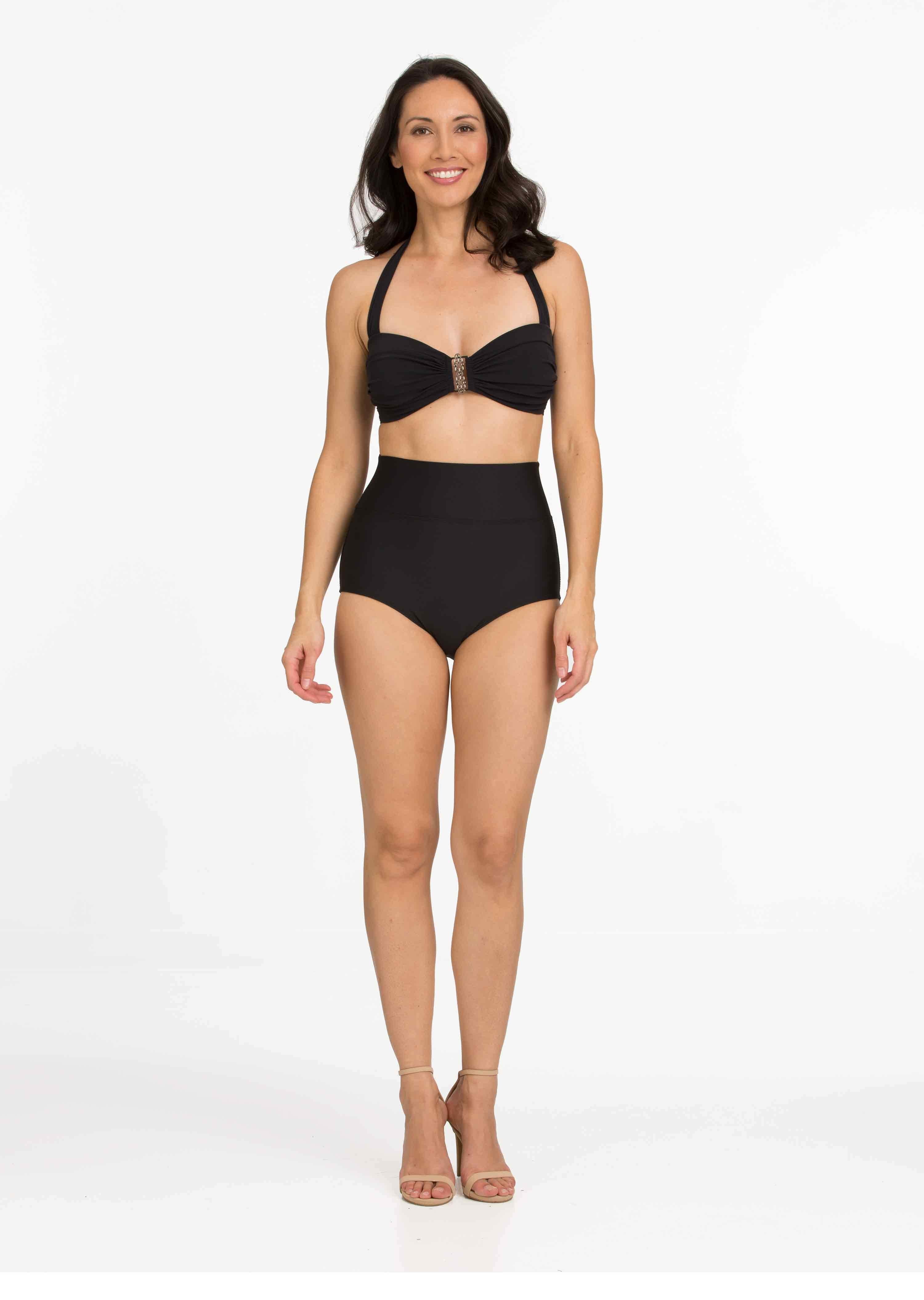 Black Bandeau with Wide Set Straps with High Waist Bottom with Low Leg (FT-138/FT-233)