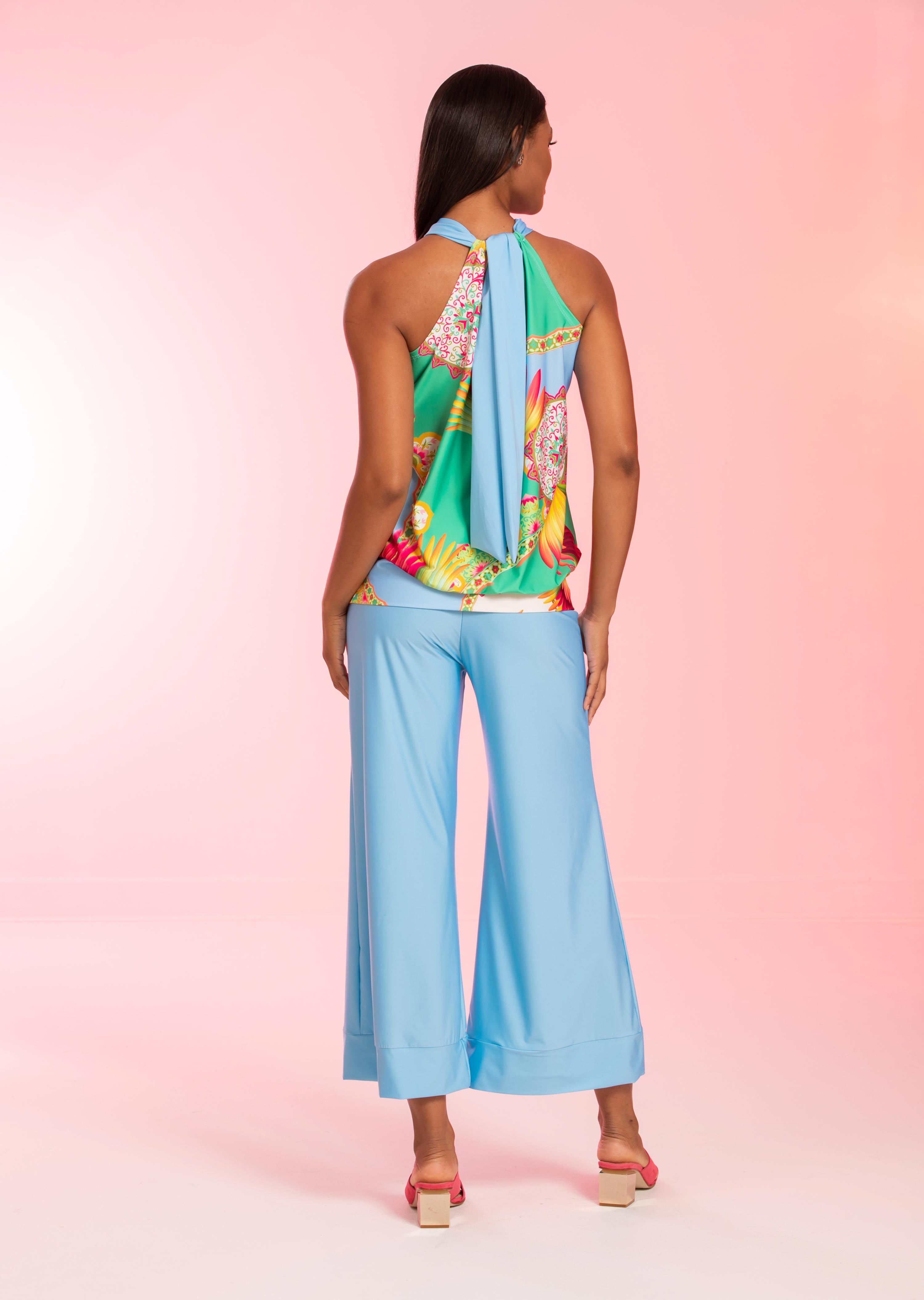 Solid Ankle Palazzo Pants with Cuff (Style 652)