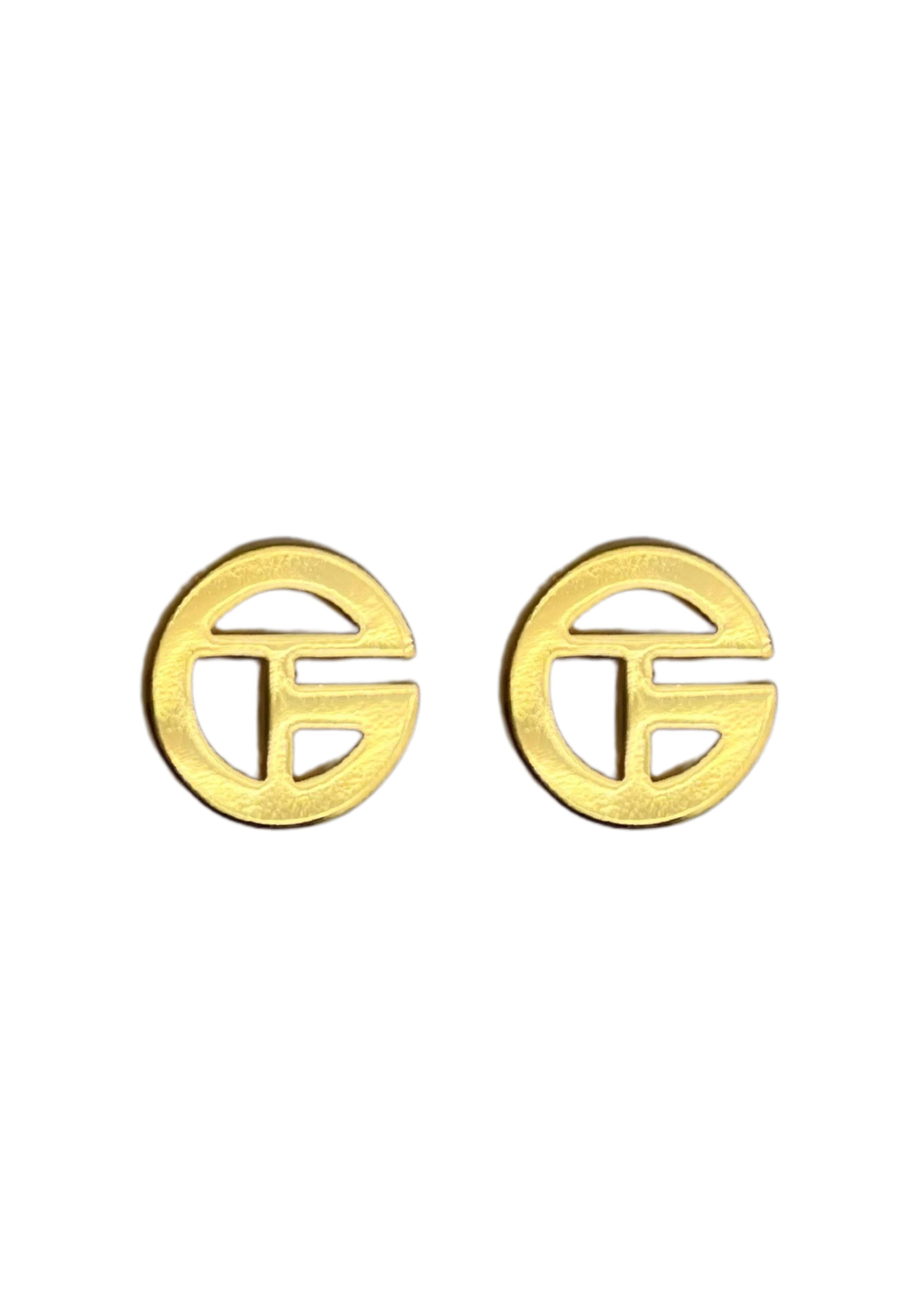 Large Tara Grinna Logo Stud Earrings (Gold or Silver)